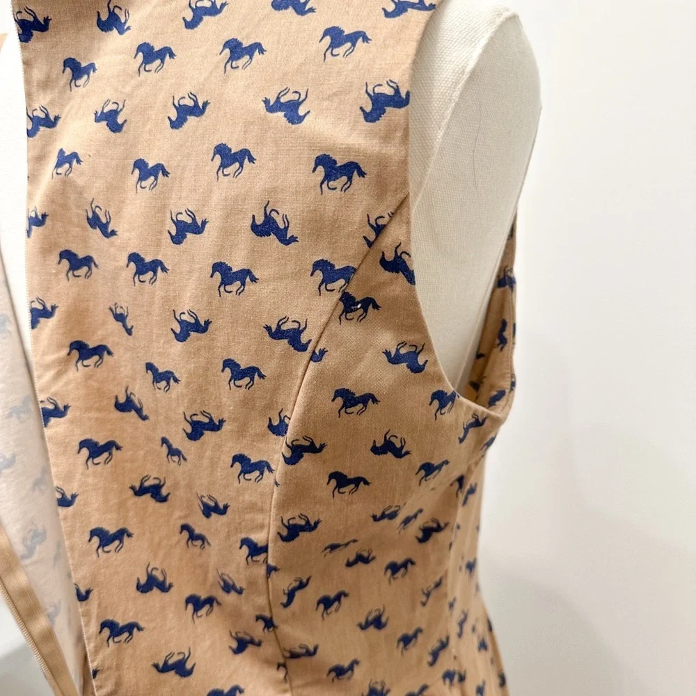 Vintage Inspired Brown Horse Printed Dress - Picture 7 of 10